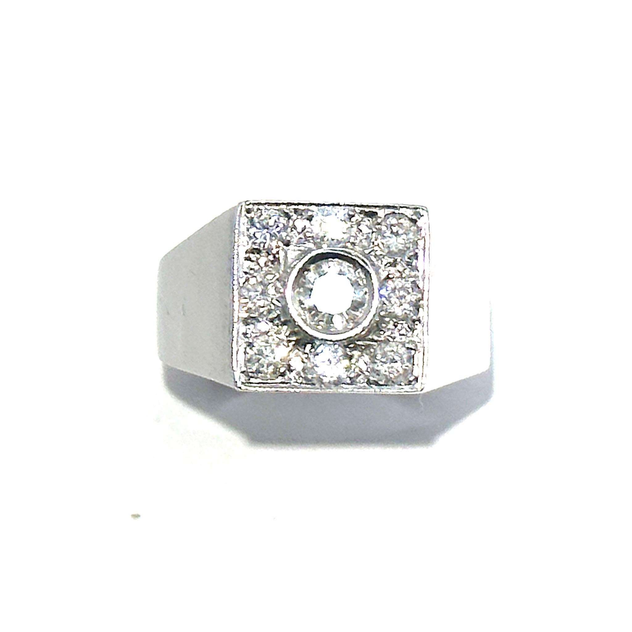 $7500 1.04 Ct Men's Diamond Ring 14Kt White Gold - Esmeralda Jewels 