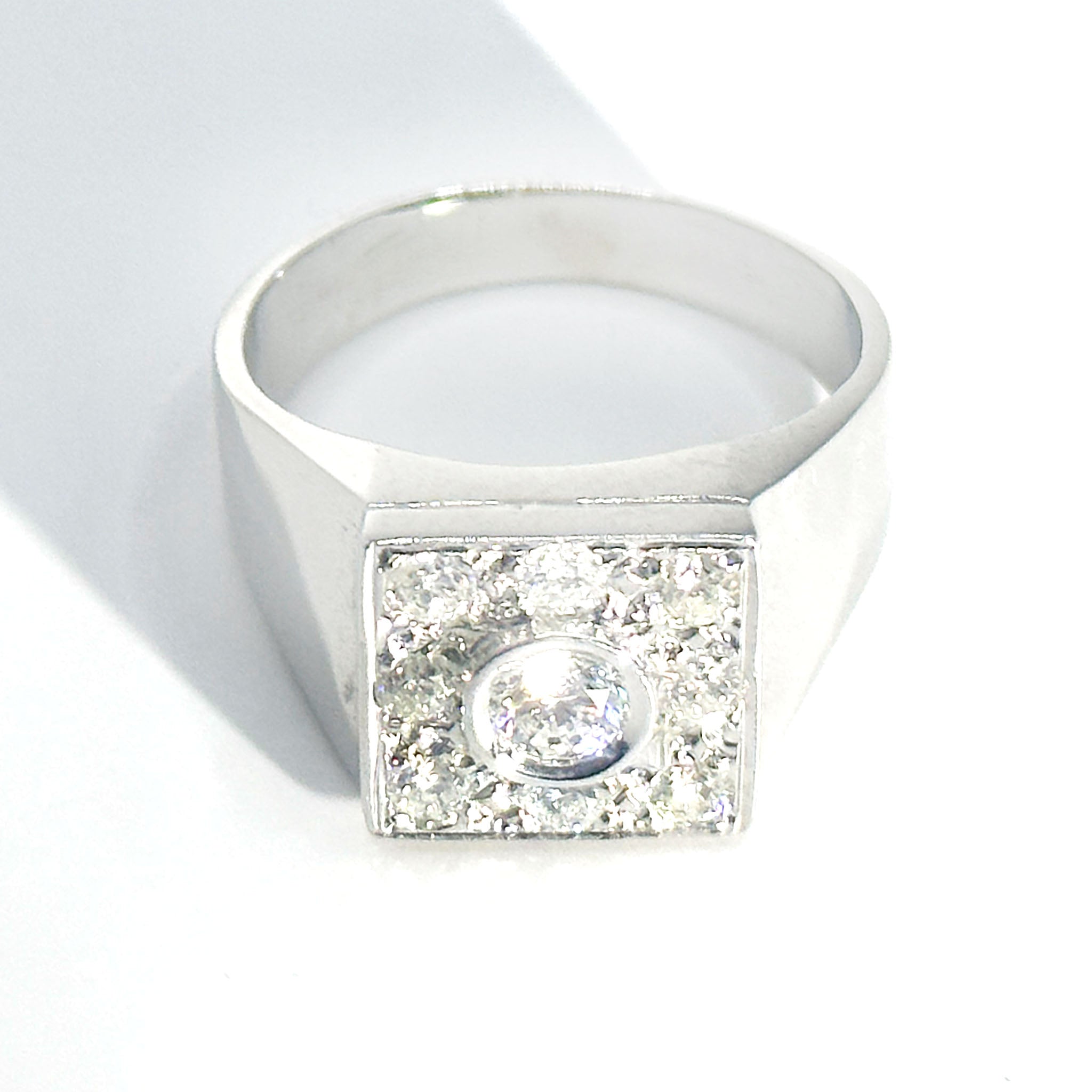 $7500 1.04 Ct Men's Diamond Ring 14Kt White Gold - Esmeralda Jewels 