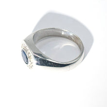 $4800 1.30Ct White Gold Bezel Sapphire and Diamonds Men's Ring 14Kt - Esmeralda Jewels 