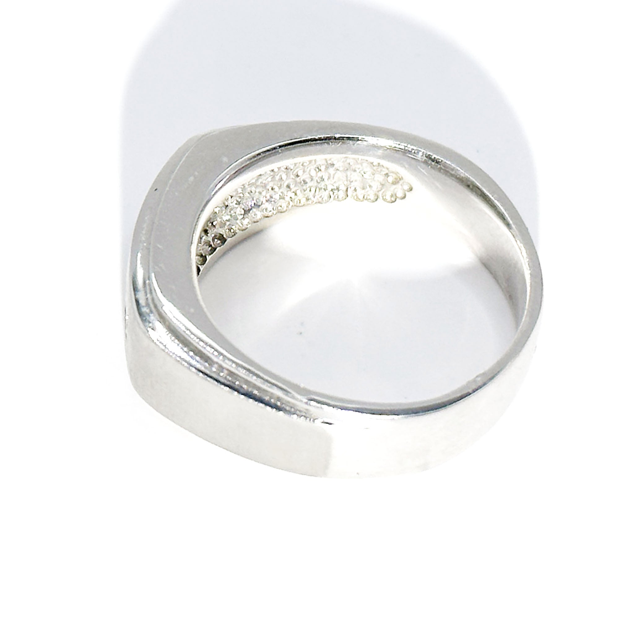 $3500 0.40Ct White Gold Matte Finish Princess Cut Diamond Men's Ring 14Kt - Esmeralda Jewels 
