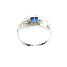 $7500 1.51Ct White Gold Antique Style Bezel Men's Sapphire and Diamond Ring 14Kt - Esmeralda Jewels 