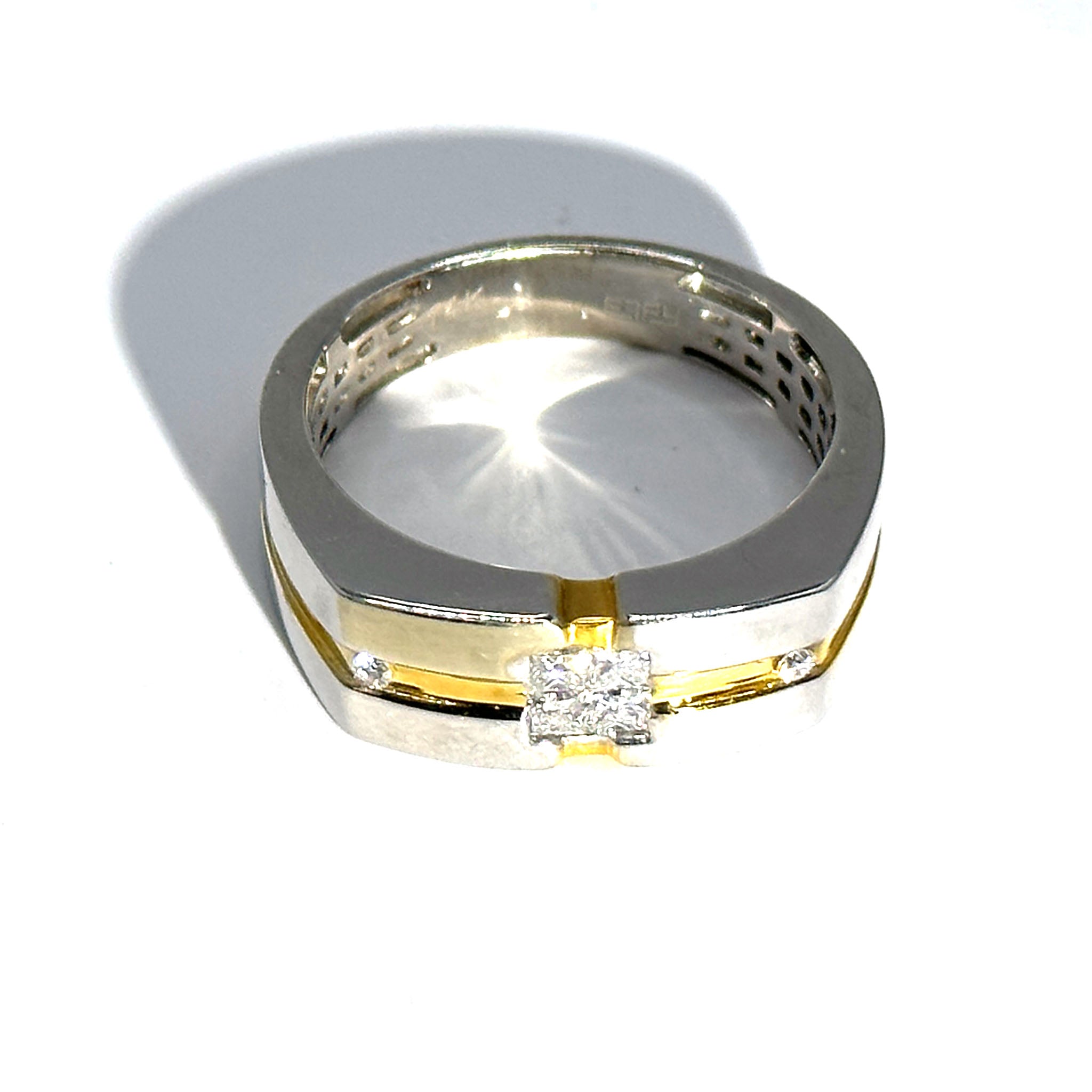 0.75Ct Two Tone Men's Solitaire Diamond Ring 14Kt - Esmeralda Jewels 