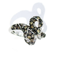 $3900 0.75 Ct White Gold Champagne Diamond Fashion Snake Ring 14 kt - Esmeralda Jewels 