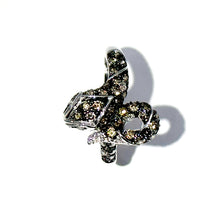 $3900 0.75 Ct White Gold Champagne Diamond Fashion Snake Ring 14 kt - Esmeralda Jewels 